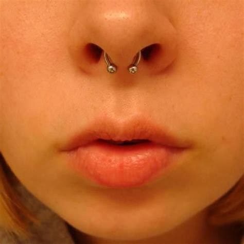 horseshoe septum piercing|septum piercing side view.